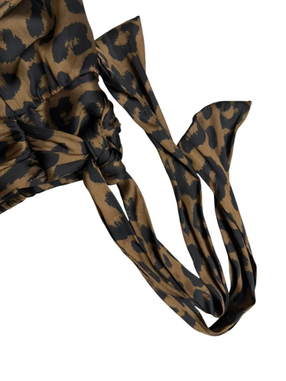Banana Republic Leopard Satin Blouson Wrap Blouse Tie Waist M